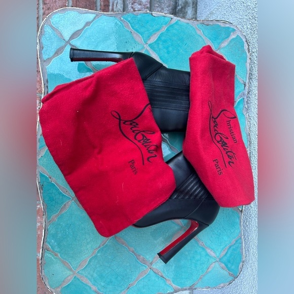 Christian Louboutin Me in the 90's 100 Black Leather Calf High Heels Boots - Picture 11 of 16